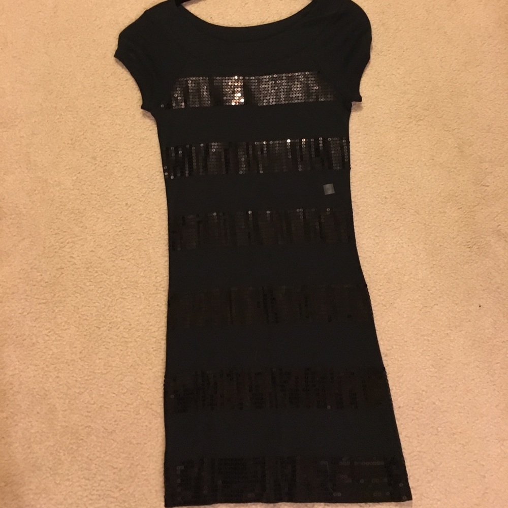 NWT Express Black Formfitting dress with sequins.