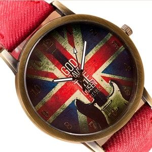 Brand New women watch British flag lady quartz