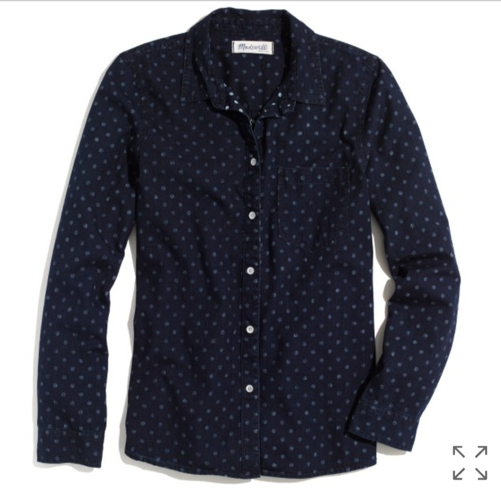 Only worn twice! Madewell Dotted Indigo Boyshirt