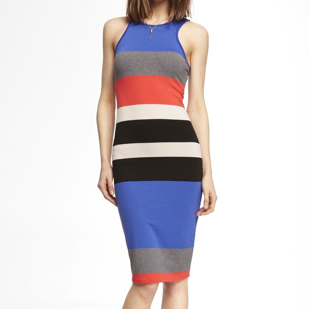Express Striped Midi Tank Dress