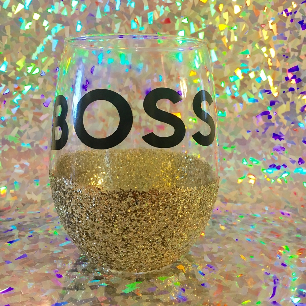 Stemless BOSS Glitter wine glass