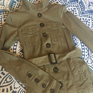 H&M ARMY GREEN BELTED JACKET