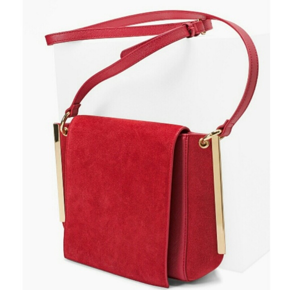 White House Black Market Handbags - Red suede crossbody bag