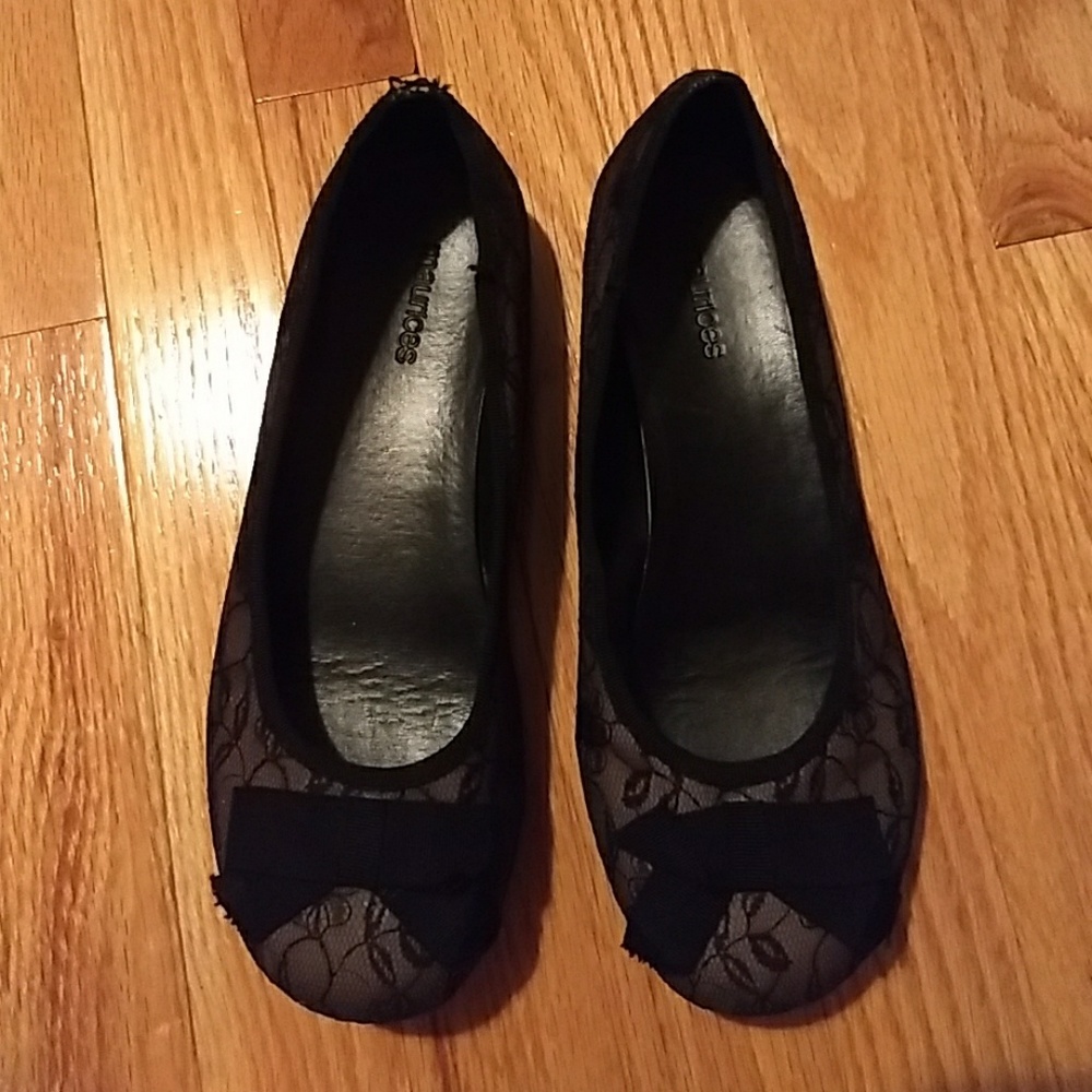 Lace Overlay Flats with Bows