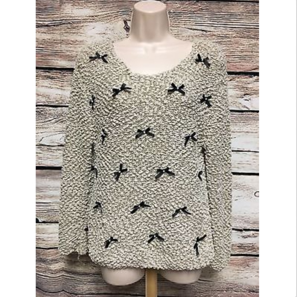 LC Lauren Conrad Size XS Popcorn Knit Sweater Bows