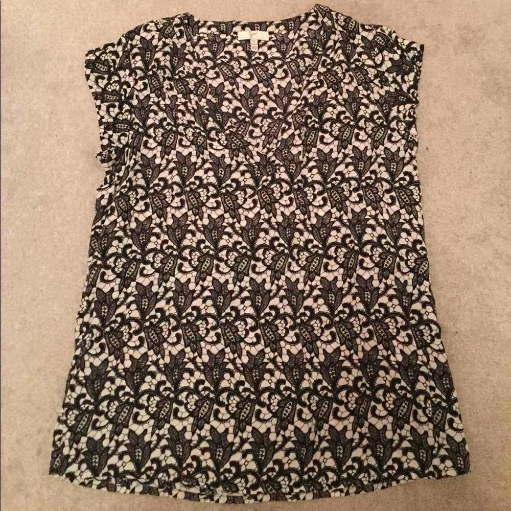 Joie Black & White Silk Top - Size XS