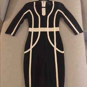 NYE Black & White French Connection Bandage Dress