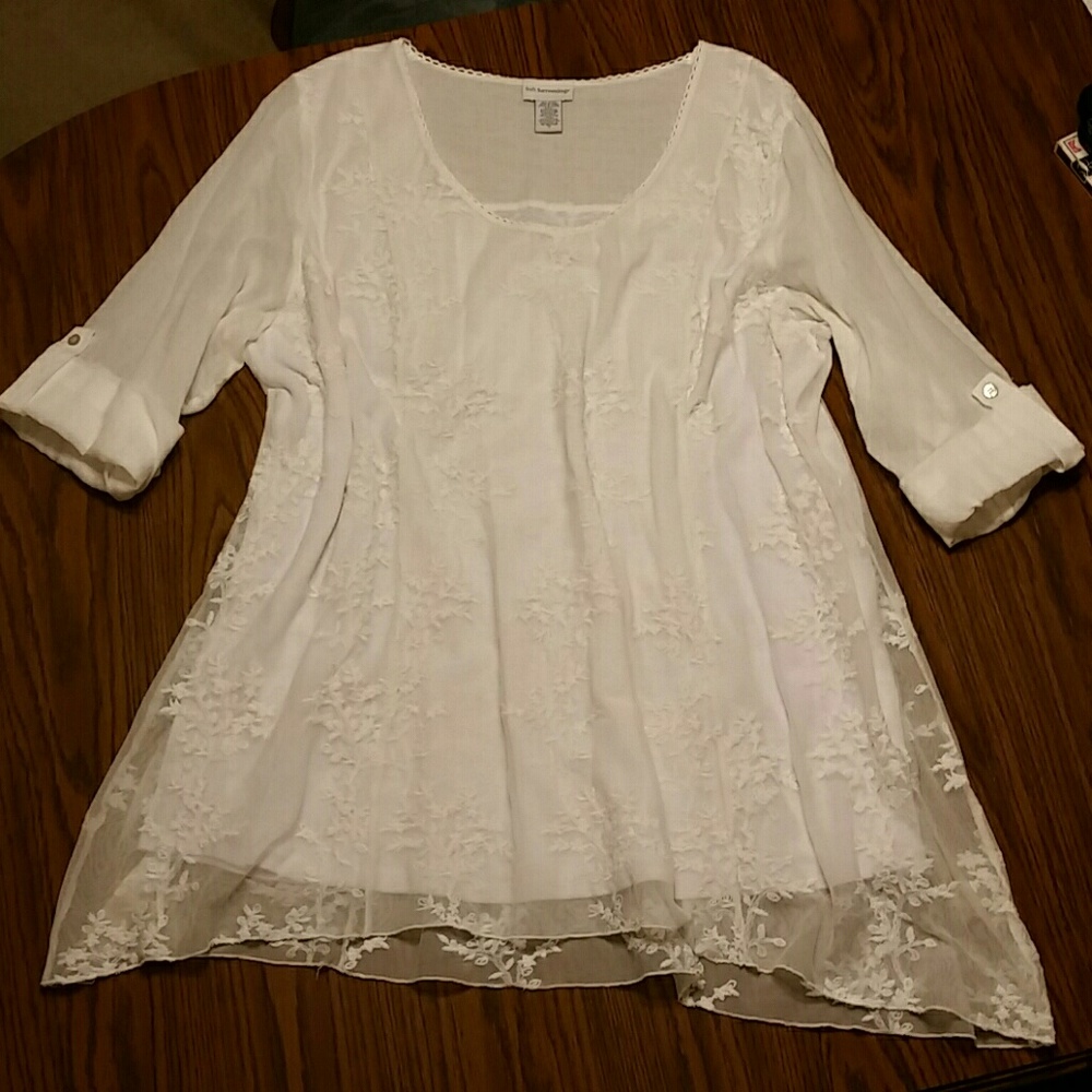 White Lace Overlay Tunic