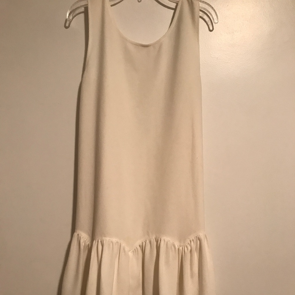 White lulus drop waist dress with V cut back