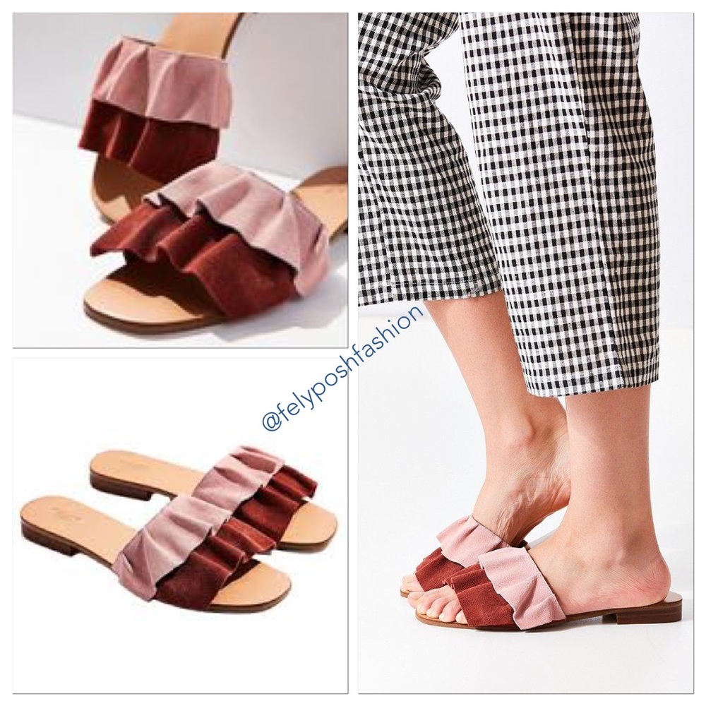Urban Outfitters Suede Ruffle Slide