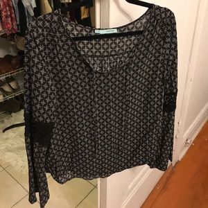 Black and white patterned blouse