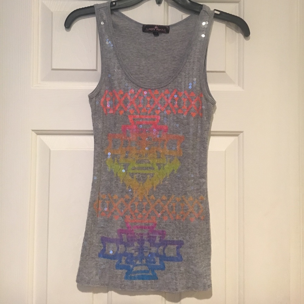 Almost Famous Gray Sequin Tank Top