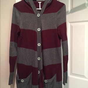 Free People Button up hoodie sweater