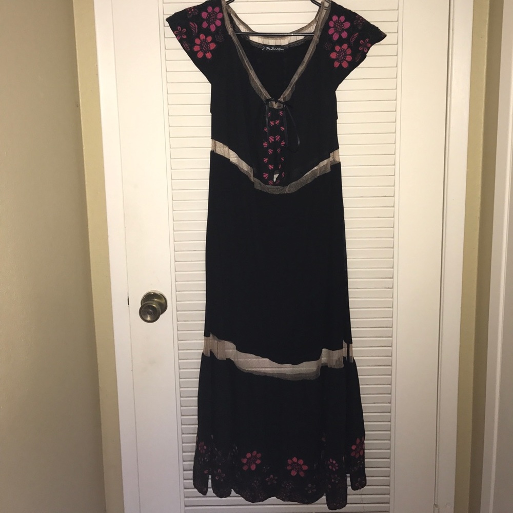 For Love and Lemons Black Floral Embroidered Maxi