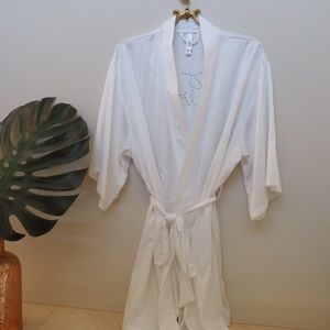 Bride Rhinestone White Satin Robe