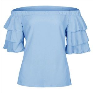 Blue off shoulder top