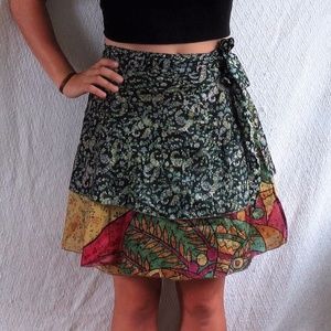 Colorful, Reversible, Sari Wrap Skirt
