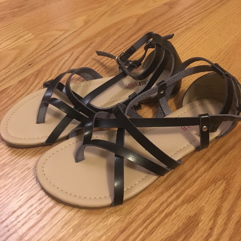 Black Strappy Gladiator Sandals