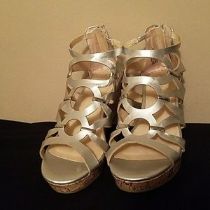 Girls silver wedge sandals