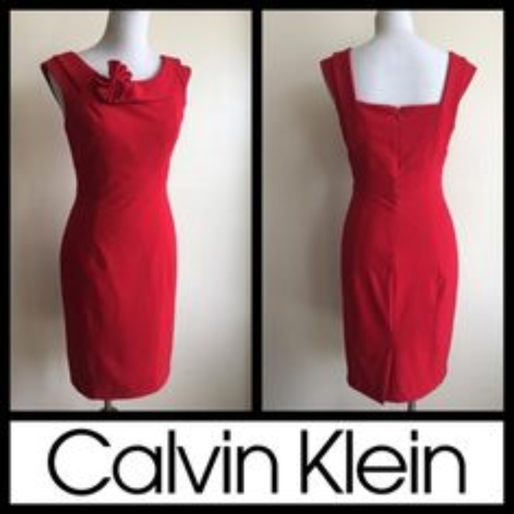 Calvin Klein Red Sheath Dress Sz 4