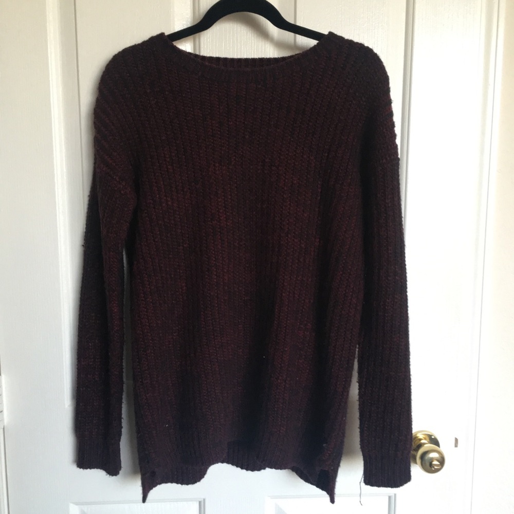 Forever 21 thick oversized sweater Maroon / black