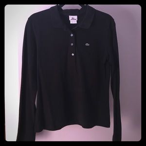 LACOSTE polo long sleeve in black Sz 46