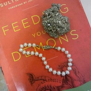 Real Pearl, Silver, silk bracelet