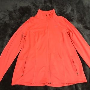 Neon salmon zip up sweater