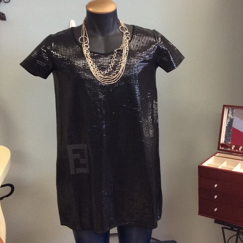 Fendi shiny sequence type" black" mini dress/top.