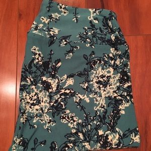 Lularoe OS NWOT Legging Teal w blue/cream flowers
