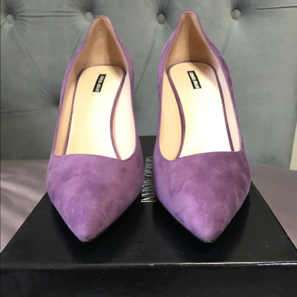 Purple suede pumps