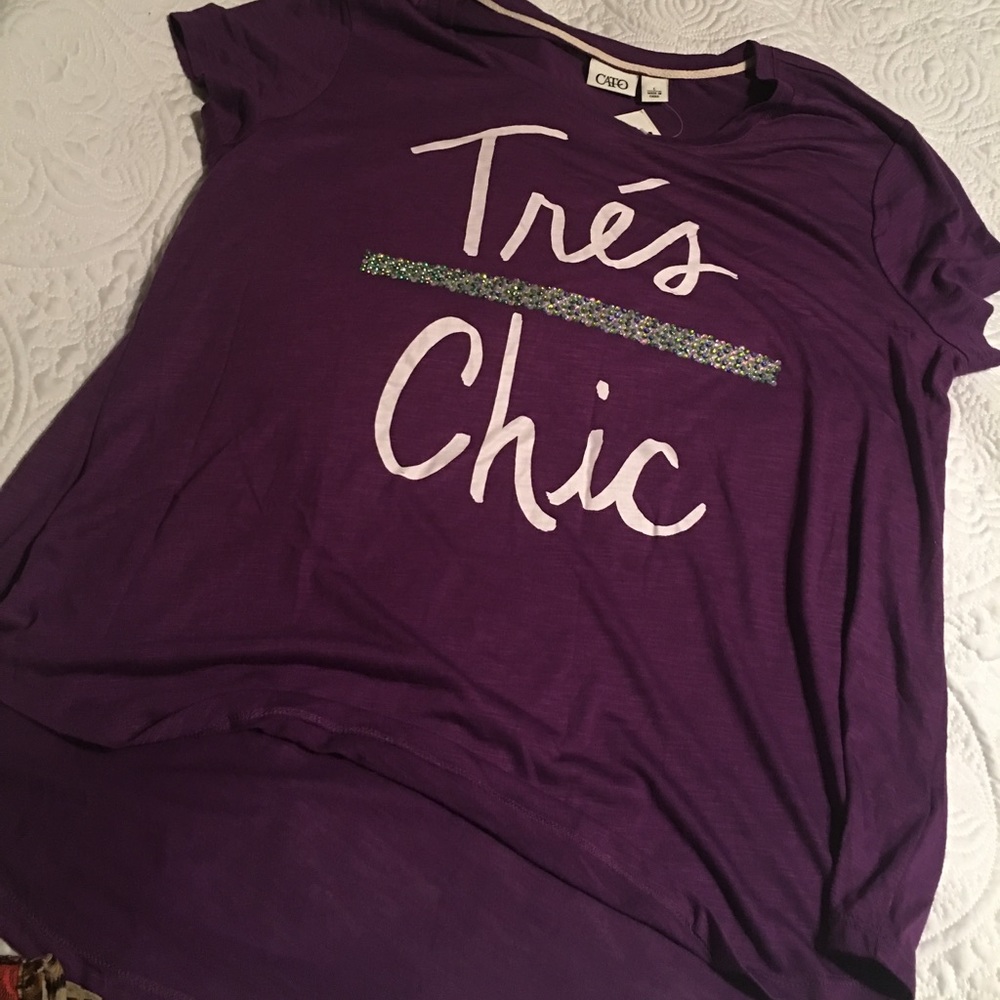 Purple t shirt with rhinestone Sz L