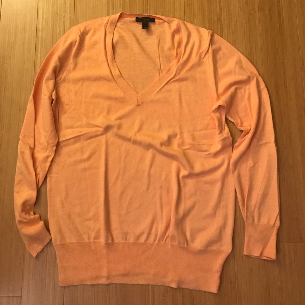 Peach jcrew v neck sweater