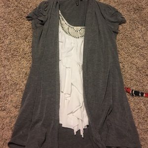 Gray Cardigan with sewn in tank FINAL PRICE