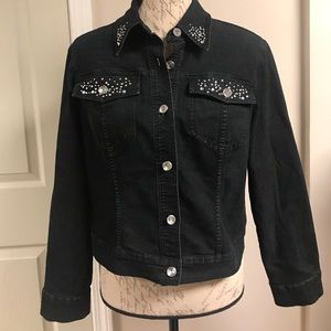 Black Denim Jacket with Embellishment
