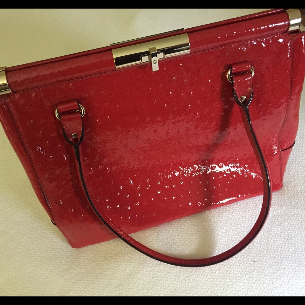 Kate spade knightsbridge red ostrich leather hndbg