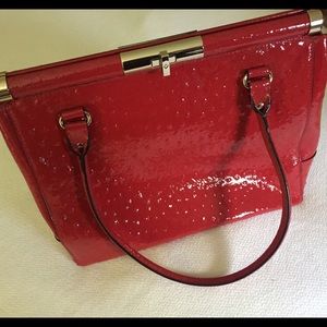 Kate spade knightsbridge red ostrich leather hndbg