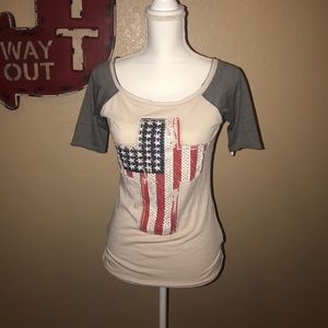 Rock & Roll Cowgirl Cross American Flag shirt