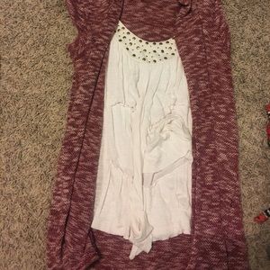 Red Cardigan with sewn in tank