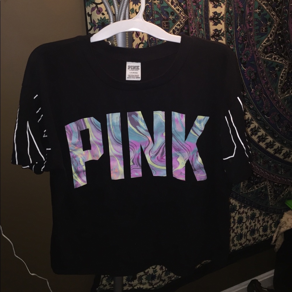PINK black shirt with tie dye