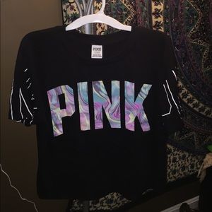 PINK black shirt with tie dye