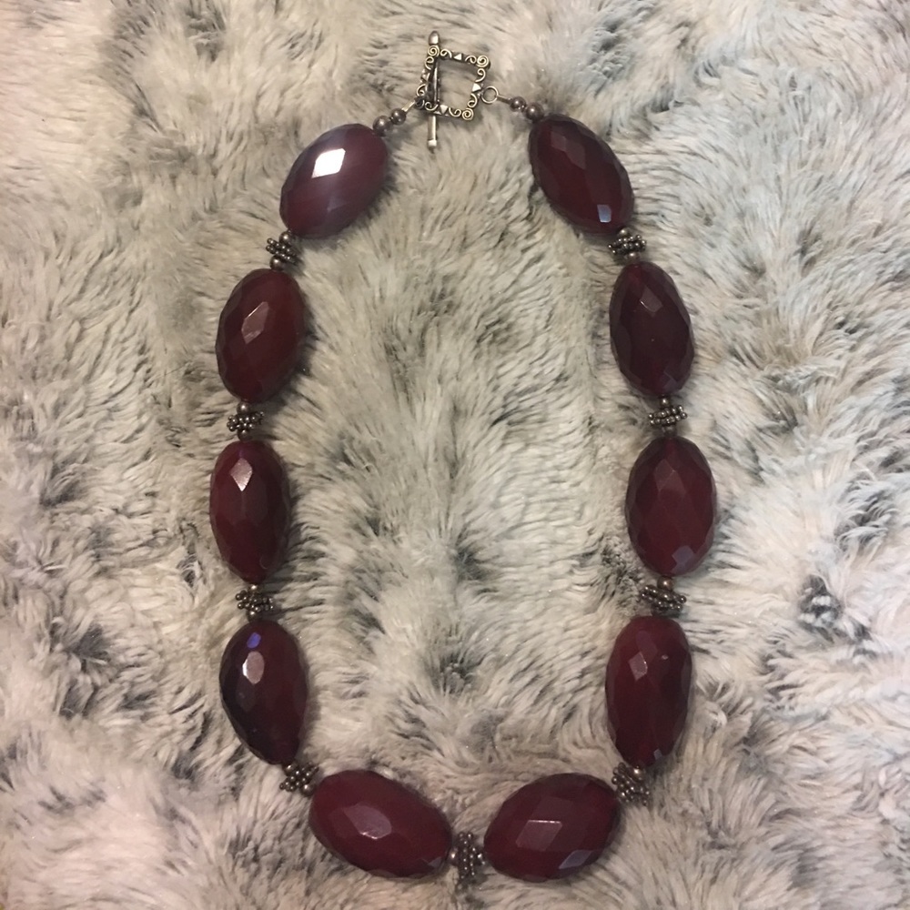 NWOT Glass Beaded Necklace w/ Silver Accents