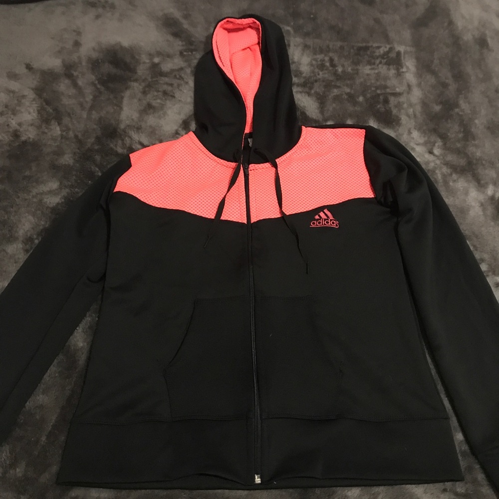 Black & neon pink zip up hoodie