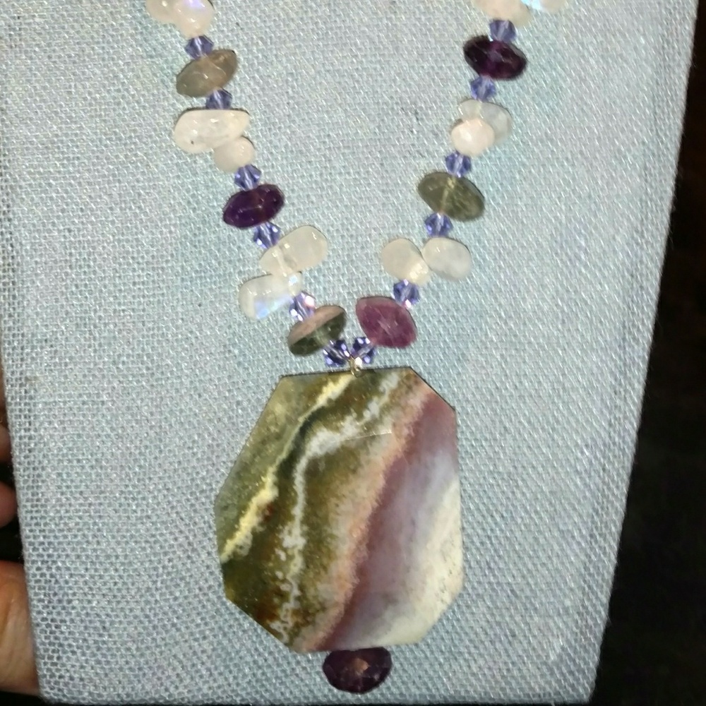 Yameen Light Ocean Jasper, Fluorite, and Moonstone