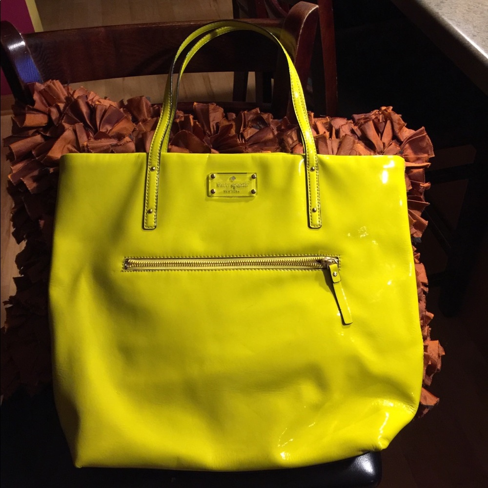 Kate Spade leather neon yellow tote