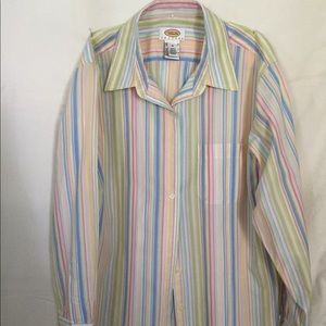 Multicolor pastel striped blouse from Talbots.