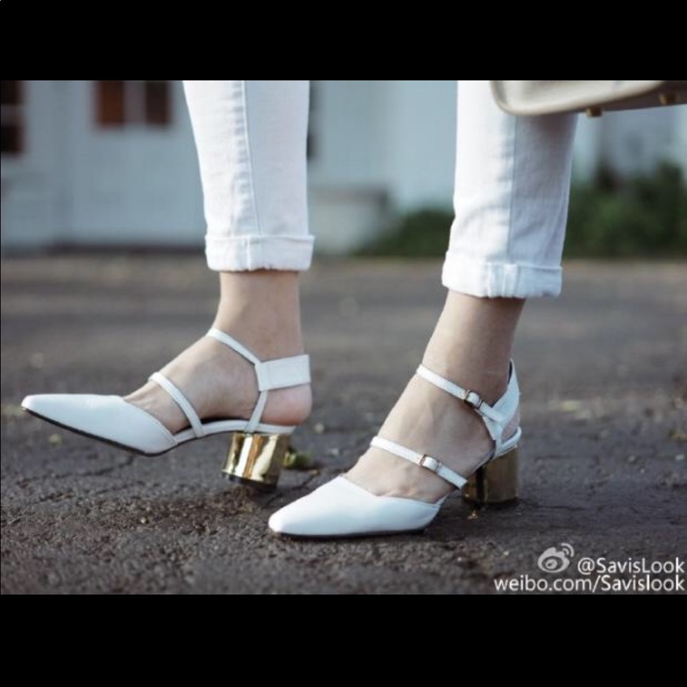 Sandals with silver block heel