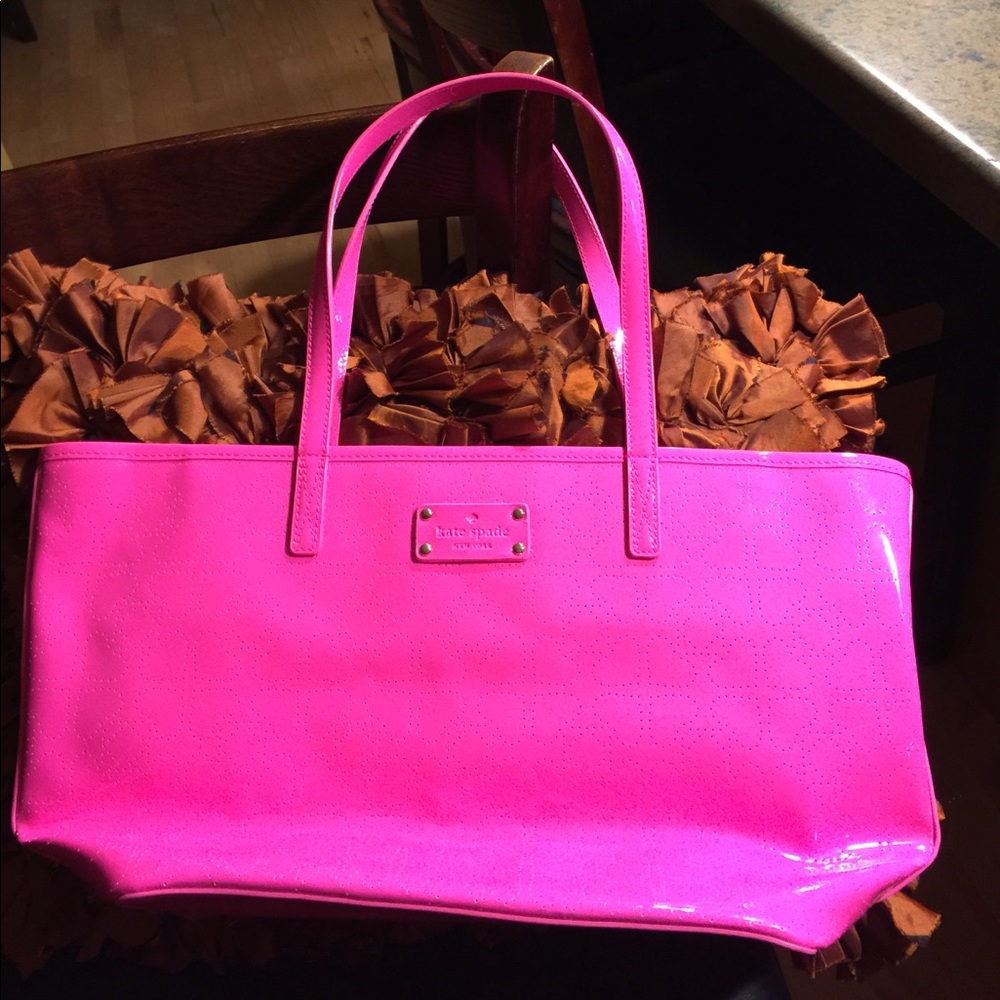Kate Spade neon patent pink tote