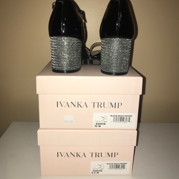NWT IVANKA TRUMP Bling Block Heel Patent MaryJanes Heels Sandals - Picture 6 of 10