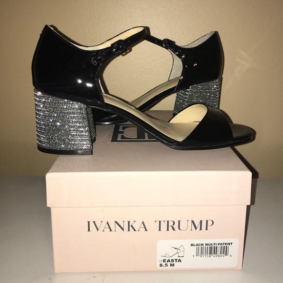 NWT IVANKA TRUMP Bling Block Heel Patent MaryJanes Heels Sandals - Picture 9 of 10
